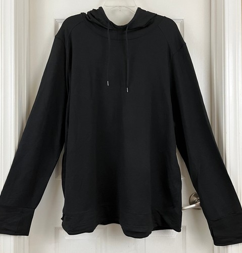 VETEMENTS ATHLETIC WORKS Felpa con cappuccio nera a maniche lunghe francese in spugna lavorata finta taglia 22