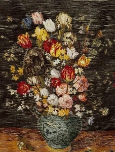 Needlepoint Tramme Kit FLOWERS IN VASE with Petit Point 12.25" x 15" - Picture 1 of 4