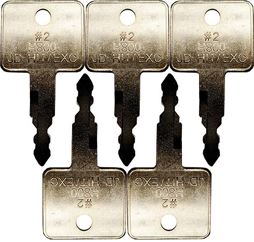 Fits #2 (800) John Deere Hitachi Excavator Replacement Ignition Key *5 Pack* - Image 1 of 1