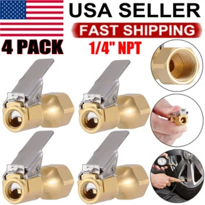 4 X Air Chuck Heavy Duty Open Flow Lock On Tire Chuck w/ Clip for Inflator Gauge - Picture 1 of 12