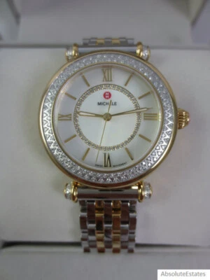 NEW Michele Two Tone Diamond Caber Mid Ladies Watch MWW16E000001 Box NWT Box - Image 1 of 4