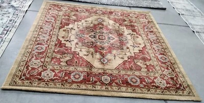 RED / NATURAL 6'-7" X 6'-7" Back Stain Rug, Reduced Price 1172750615 MAH698A-7SQ - Image 1 of 4