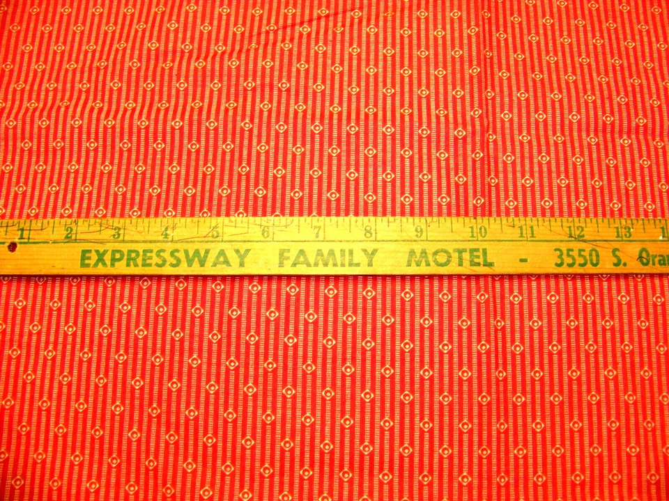 Red w/ white geometric stripe print cotton fabric Quilting - Image 1 of 1