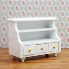 White Wood Bathroom Bedroom Cabinet w Drawer 1/12 Dollhouse Furniture Miniature