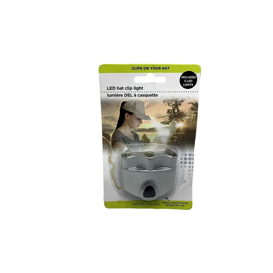 2 X LED Hat Clip Light Batteries Included Silver Color