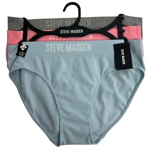 NWT STEVE MADDEN Women’s Panties Large Pkg/3 Bikini Multi Color Stretch Tagless - Picture 1 of 6
