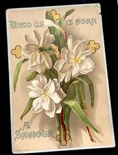 Victorian Christmas Card Large Marcus Ward Unto Us Is Born A Saviour