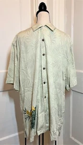 Havana Jack's Cafe Beige Yellow Green Tropical Flower Short Sleeve Button sz XL - Picture 1 of 3