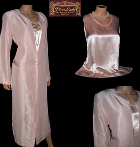 LIQUID SATIN SILK Formal Gown First Lady Jackie & Julian Peach VINTAGE Dress Set - Picture 1 of 8