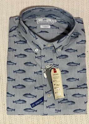 Camisa de rendimiento con estampado de peces Southern Tide para hombre nueva con etiquetas - L Foto 1 de 4