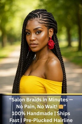 Парик плетеный Micro Million | полностью кружевной | длина талии | кукурузные ростки + коробочные косы - Изображение 1 из 4