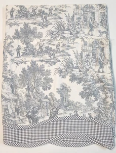 Gray White Toile Cotton Rod Pocket 2 Valances Classic French Country Cottagecore - Picture 1 of 24
