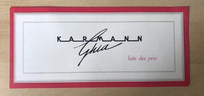 VW Dienst Original Liste des Prix Karmann Ghia 1961 Belgique D’Ieteren Belgien - Bild 1 von 2