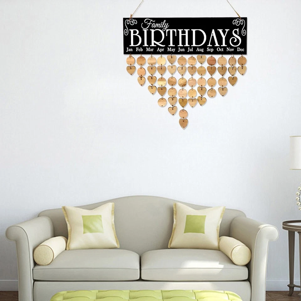  Birthday Reminder Wall Hanging Decorative Calendar Wooden Plaque - Image 1 of 4