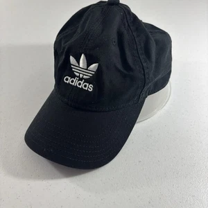 Adidas Originals Relaxed Strap Back Cap Trefoil Black White Adjustable Hat GUC! - Picture 1 of 10