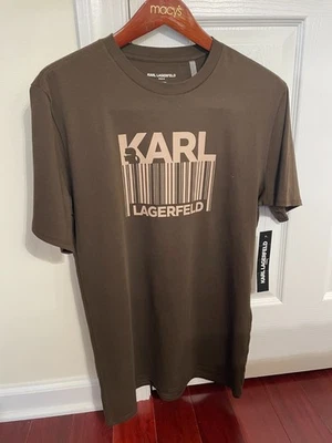 Brand New KARL LAGERFELD Brown Men's T-Shirt Logo Print w/Tags Size S - Image 1 of 2