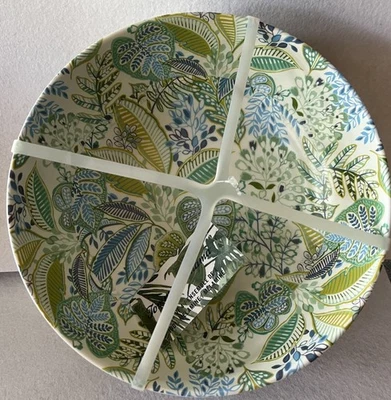 SET 4 Tommy Bahama Tropical Natural Palm Print SALAD BOWLS Melamine Green Blue - Image 1 of 3