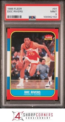 1986 FLEER #91 DOC RIVERS RC HAWKS PSA 9 - Image 1 of 3