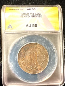 Mexico 1919 Mo ten centavo ANACS ten centavos AU 55 - Picture 1 of 2