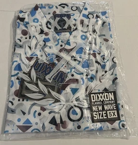 Dixxon Flannel Co New Wave Party Shirt Men 5XL White Blue Button Up Short Sleeve - Picture 1 of 8