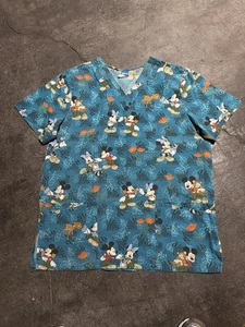 Vintage Disney Minnie Mouse Scrub Womens Size M Blue Medical Short Sleeve - Picture 1 of 6