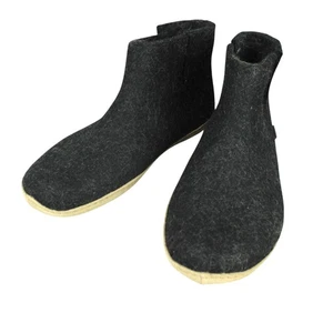 Glerups 100% Wool Black Men Sz EU 43 US 10 Leather Outsole Warm Boots New - Picture 1 of 9