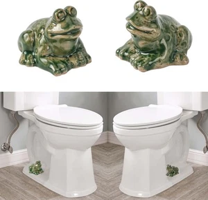Toilet Bolt Caps, Decorative Covers, Ceramic Cute Frog Green frog  - Picture 1 of 7