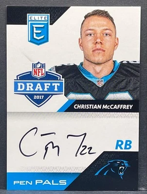 2017 Panini Elite Christian McCaffrey Pen Pals Rookie On-Card Autograph RC AUTO - Image 1 of 2