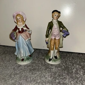 Vintage Norleans Biskuitporzellan Mann & Frau Kolonial mit Trauben - Bild 1 von 6