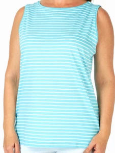 Nuevo top tejido sin mangas azul coral bahía talla XL algodón para dama - Imagen 1 de 1