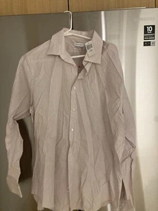 Camisa de vestir Calvin Klein Flame manga larga para hombre 17 34/35 XL ajustada NUEVA NUEVA CON ETIQUETAS - Imagen 1 de 5