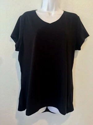 Camiseta Top Christine Alexander Para Mujer Grande Básica Negra Cuello en V Ligera  Foto 1 de 4