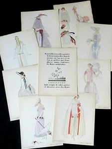 DAVID Robes garnies de fleurs 1921 8 lithos EO Gazette du Bon  - Picture 1 of 12