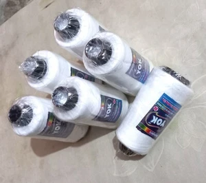 3 PLY 100% SPUN POLYSTER THREAD WHITE COLOR CONE 110GM EACH FOR SEWING, OVERLOCK - Picture 1 of 13