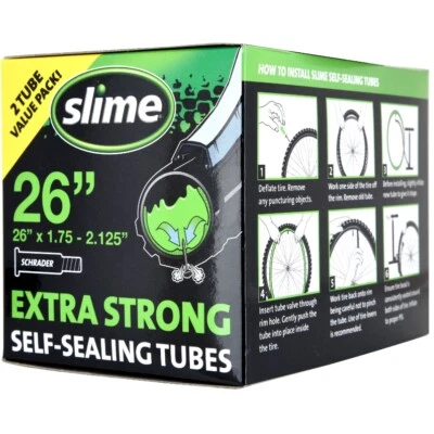 Slime Extra Strong Bicycle 2 Pack Tube, 26 x 1.75-2.125, Value Pack Schrader - Image 1 of 4