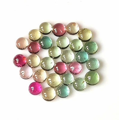 Multi Color Tourmaline Cabochon 3.5 mm Round Cut Natural Gemstone 30 Pieces Lot - Image 1 of 4