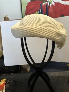 Vintage 60s Handmade Wedding Headcover Pixie Half Hat Vanilla 3D Flower Church - Picture 1 of 9