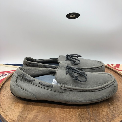 Mocassini pantofole Chester da uomo UGG scarpe da interno esterno in pelle grigie taglia 10