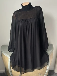 H&M Shift Dress Mock Neck Size 12 L Large Long Sleeve Whimsygoth Knee - Picture 1 of 9