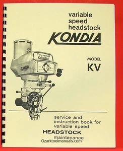 KONDIA Powermill KV Variable Speed Milling Machine Head Op/Part Manual 0424 - Picture 1 of 8