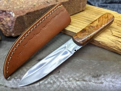 NEW Hunting Knife Rifleman Patch Knife Full Tang Wood Handle with Leather Sheath - Image 1 of 4