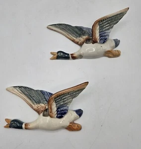 Vintage Flying Duck Wall Pockets Japan Ceramic Mid Century Cabin Lodge Hangings - Picture 1 of 3