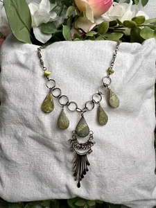 Handmade Alpaca Silver Necklace (17”) Made With Serpentine - Picture 1 of 1