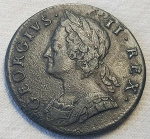 1746 Georg II Half Penny Kupfermünzen Lot HP18 - Bild 1 von 4