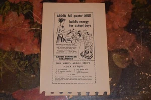 Vintage 1950 Arden Vollquotenmilch Ad. Arden Sunfreze Milchkännchen. - Bild 1 von 1