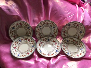 Sechs Vintage Spode Royal Jasmin Untertassen, eine gechippt - Bild 1 von 2