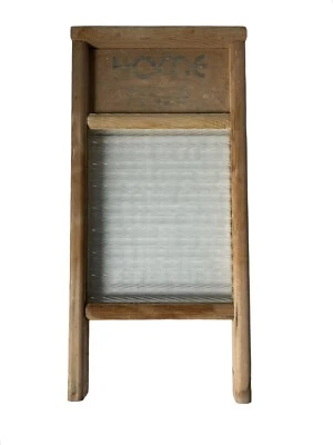 Columbus Washboard Co., Home Aide Washboard, Ribbed Glass & Wood, 17" - Image 1 of 4