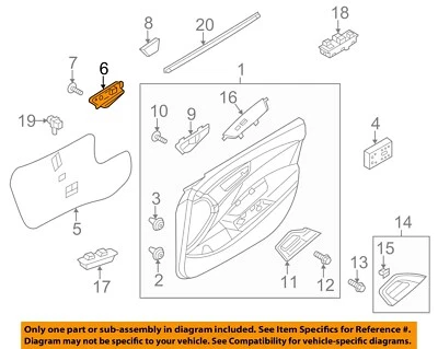 Оригинальная левая внутренняя дверная ручка Hyundai 13-16 Veloster 826102V010SDH - Изображение 1 из 2