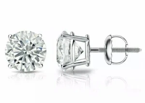 Aretes de moissanita GRA de 4,0 quilates de oro blanco macizo de 14 quilates de 8 mm - Elegante regalo - Imagen 1 de 15