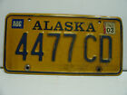 2003 Alaska License Plate  4477 CD           Vintage as5311